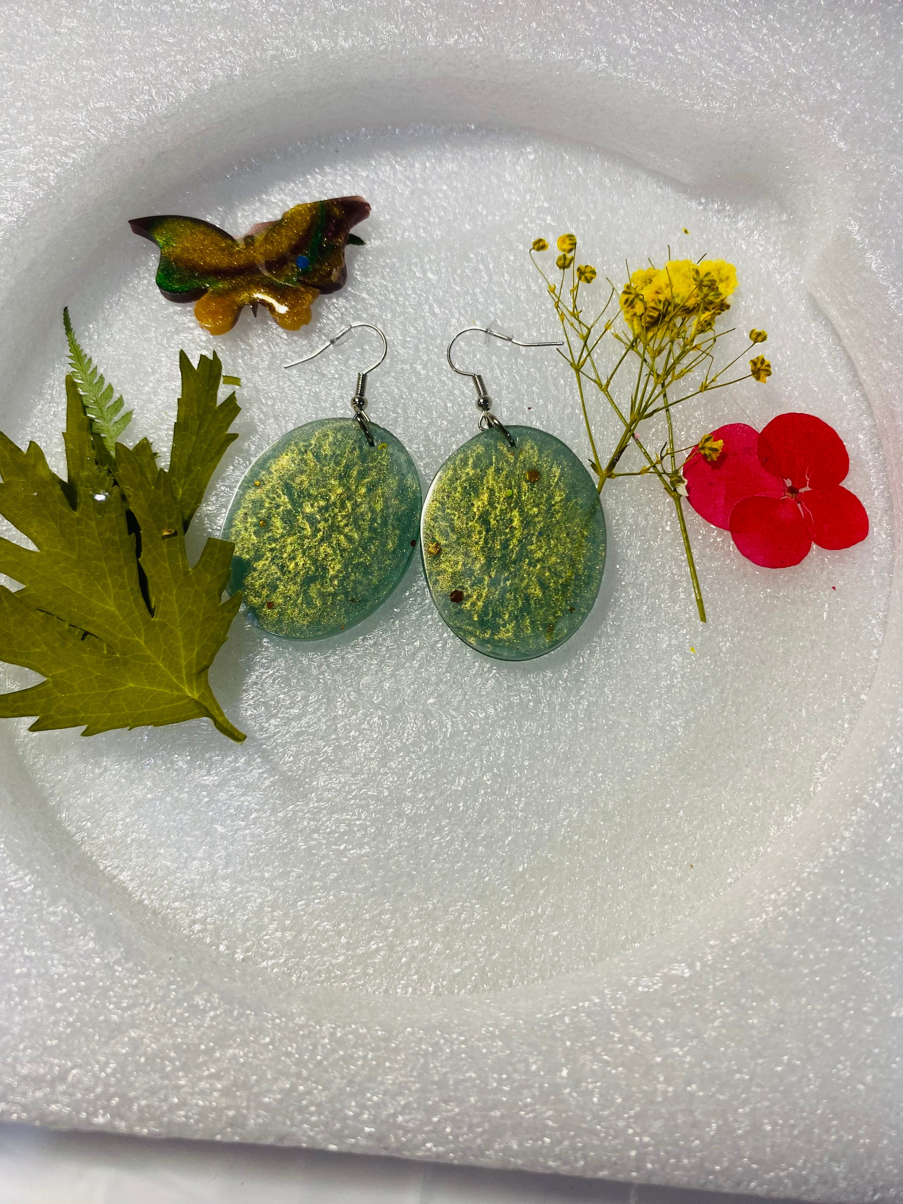 Aretes de Resina con Flores Naturales