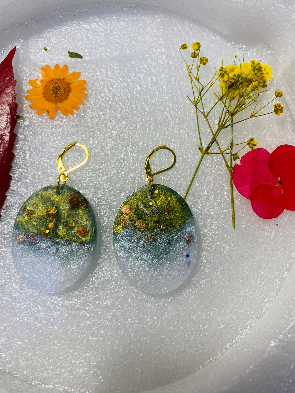 Aretes de Resina con Flores Naturales