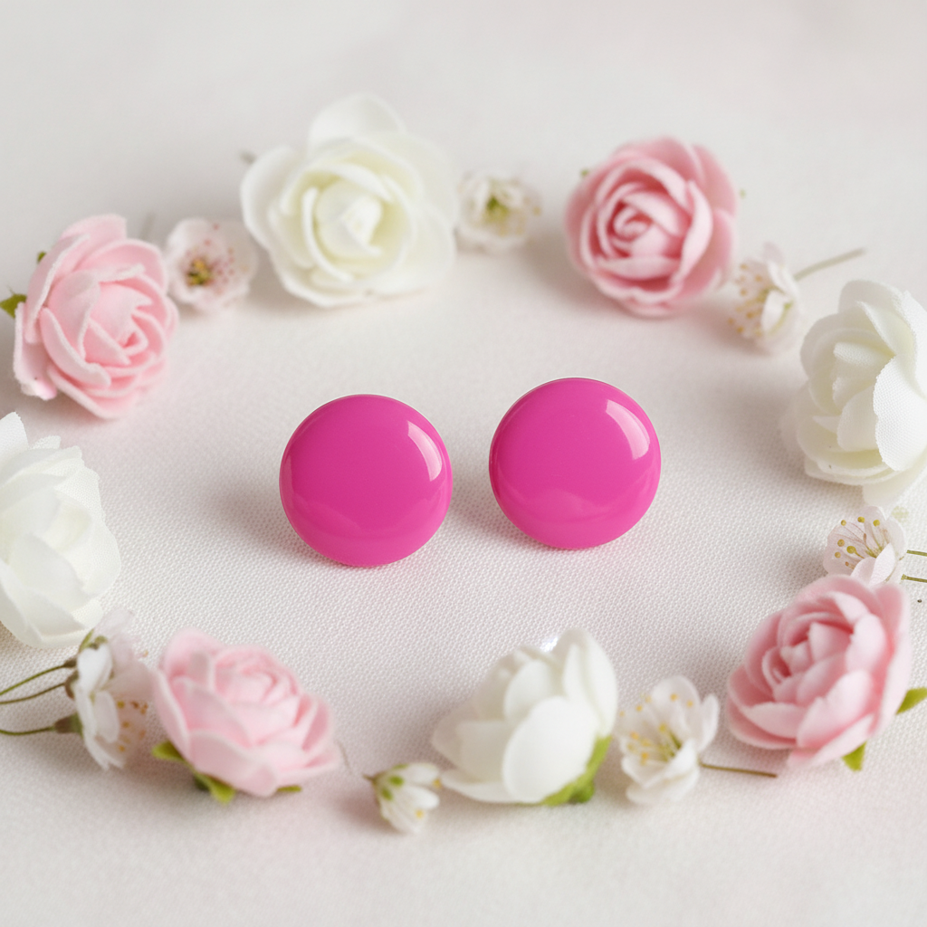 Aretes circulares fucsia