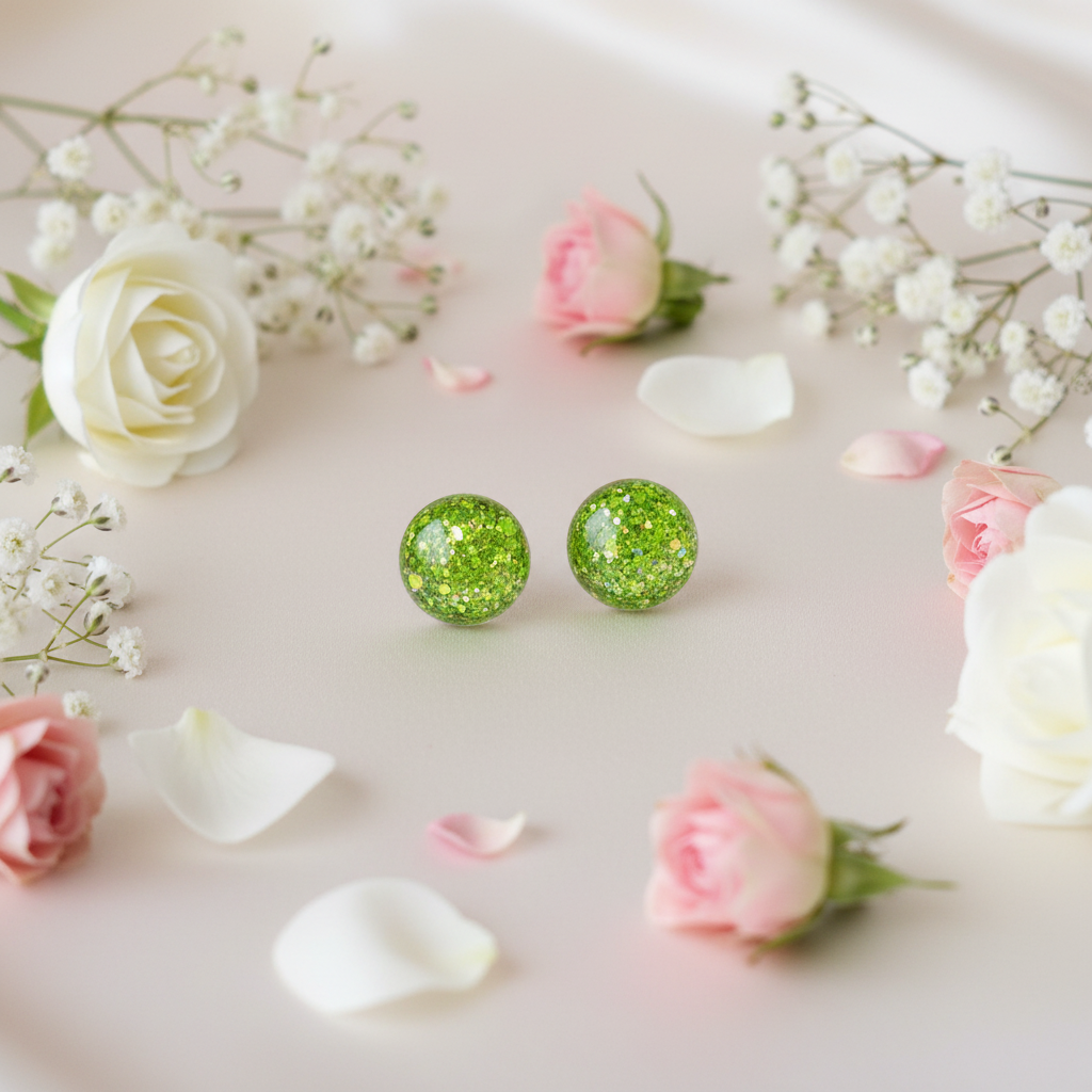 Aretes cuadrados morado verde