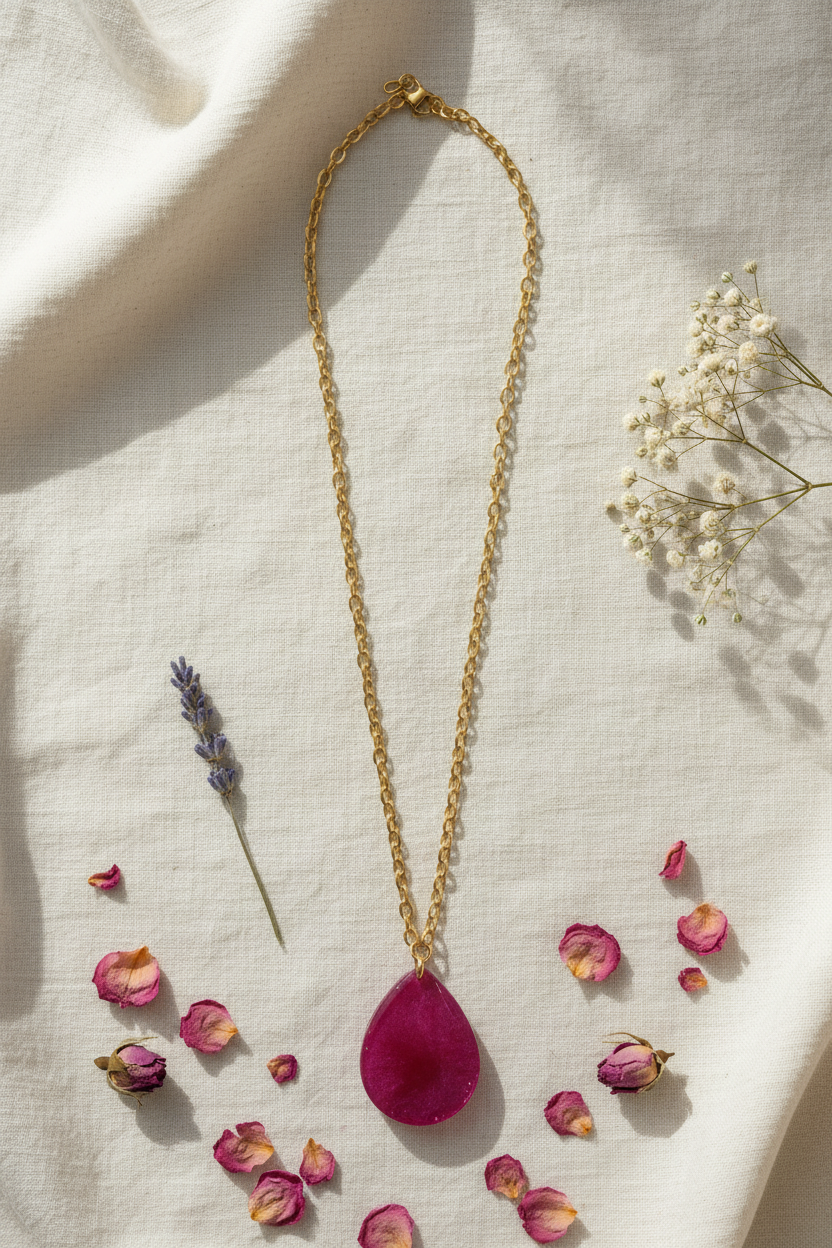 Collar fucsia con flores