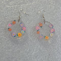 Aretes Redondos de Resina con corona  de flores