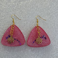 Aretes Triangulares de Resina Rosa con Dije Árbol de la Vida